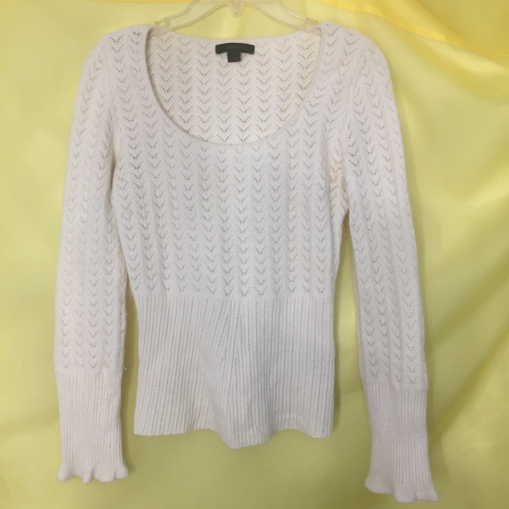 Express Top white knit fuzzy warm sweater-like